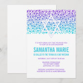 Paarse en turquoise confetti stippen Bat Mitzvah Kaart (Voorkant / Achterkant)