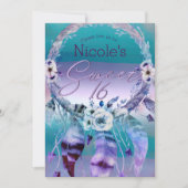 Paarse en turquoise droomcatcher Boho Sweet 16-fee Kaart (Voorkant)