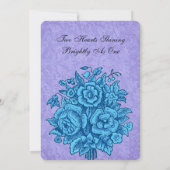 Paarse en Turquoise  Flowers Wedding V31 Kaart (Achterkant)
