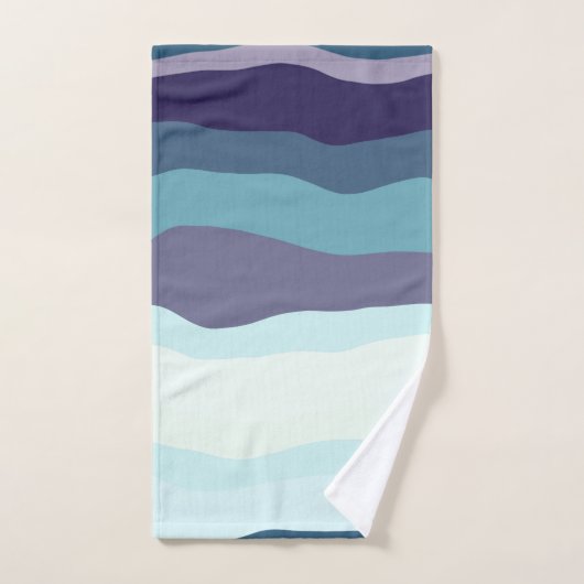 Paarse en turquoise golvende strepen bad handdoek (Handdoek)