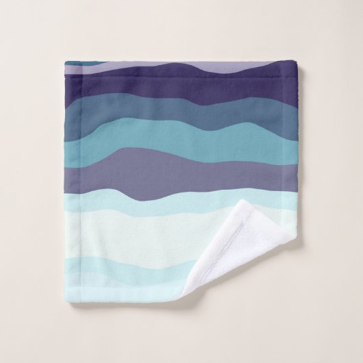Paarse en turquoise golvende strepen bad handdoek (Wasdoekje)