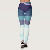 Paarse en turquoise golvende strepen leggings (Achterkant)