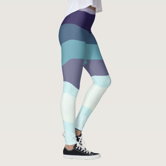 Paarse en turquoise golvende strepen leggings (Rechts)