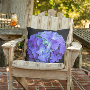 Paarse en turquoise hortensia, paarsblauwe bloemen buitenkussen