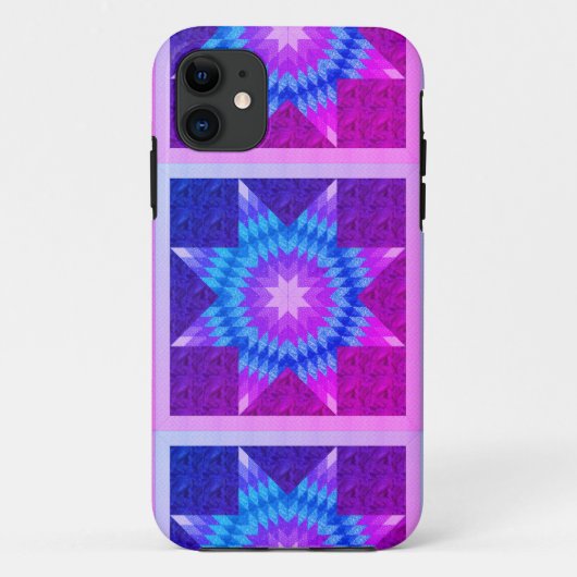 Paarse en Turquoise Lone Star Quilt Ontwerp Case-Mate iPhone Case (Achterkant)