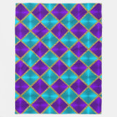 Paarse en turquoise metallic look Squares Gold Fleece Deken (Voorkant)