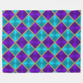 Paarse en turquoise metallic look Squares Gold Fleece Deken (Voorkant (Horizontaal))