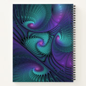 Paarse en Turquoise, moderne abstracte fractale na Notitieboek (Achterkant)