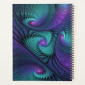 Paarse en Turquoise, moderne abstracte fractale na Planner (Achterkant)