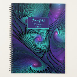 Paarse en Turquoise, moderne abstracte fractale na Planner