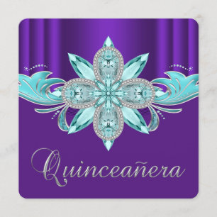 Paarse en Turquoise Quinceañera Kaart