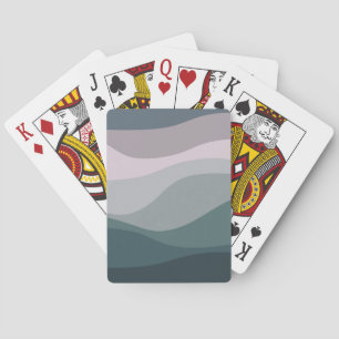 Paarse en turquoise retro stijl golven decoratie pokerkaarten