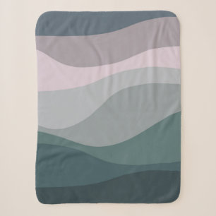 Paarse en turquoise retro stijl golven decoratie sherpa deken