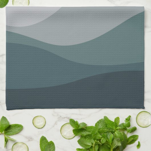 Paarse en turquoise retro stijl golven decoratie theedoek (Gevouwen)