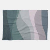 Paarse en turquoise retro stijl golven decoratie theedoek (Horizontaal)