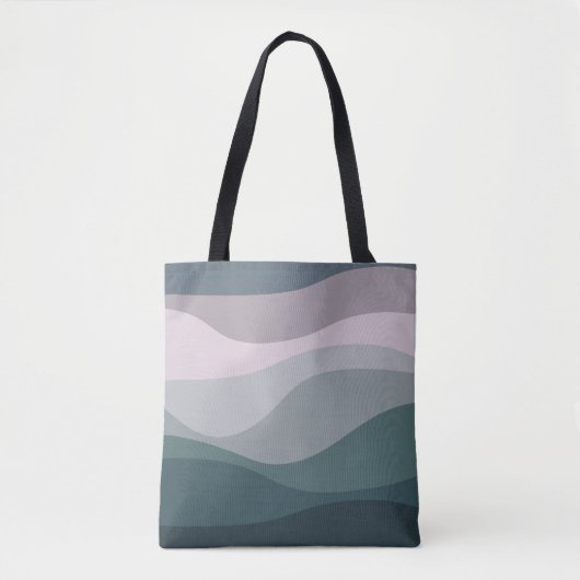 Paarse en turquoise retro stijl golven decoratie tote bag (Voorkant)