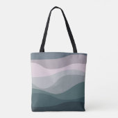 Paarse en turquoise retro stijl golven decoratie tote bag (Achterkant)