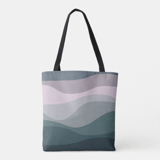 Paarse en turquoise retro stijl golven decoratie tote bag (Achterkant)