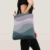 Paarse en turquoise retro stijl golven decoratie tote bag (Dichtbij)