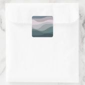 Paarse en turquoise retro stijl golven decoratie vierkante sticker (Tas)