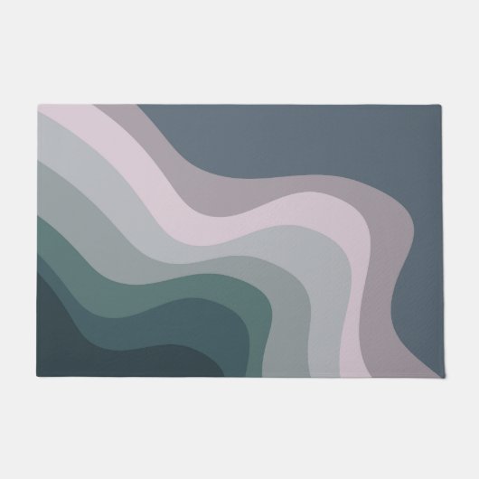 Paarse en turquoise retro stijl golven deurmat (Voorkant)