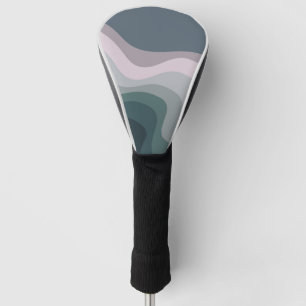 Paarse en turquoise retro stijl golven golfheadcover