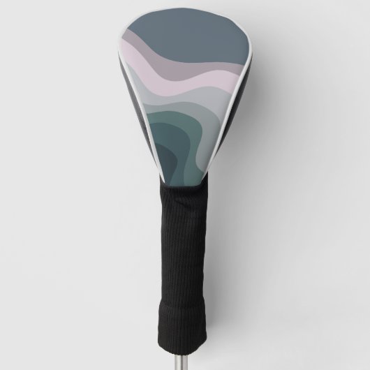 Paarse en turquoise retro stijl golven golfheadcover (Voorkant)