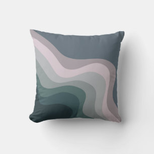 Paarse en turquoise retro stijl golven kussen