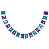 Paarse en Turquoise Simple Happy Birthday Text Vlaggetjes (Alle)