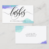 Paarse en Turquoise Smudges Calligrafie Lash Artis Visitekaartje (Voorkant / Achterkant)