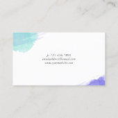 Paarse en Turquoise Smudges Calligrafie Lash Artis Visitekaartje (Achterkant)