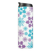 PAARSE EN TURQUOISE SNEEUWVLOKKEN THERMOSBEKER (Geroteerd rechts)