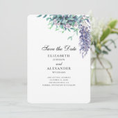 Paarse en turquoise trouwdag. Bloemige save the da Kaart (Staand voorkant)