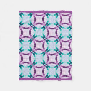 Paarse en Turquoise Trouwring Quilt Ontwerp Fleece Deken