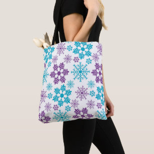 PAARSE EN TURQUOISE VAKANTIE KERSTSNEEUWVLOKKEN TOTE BAG