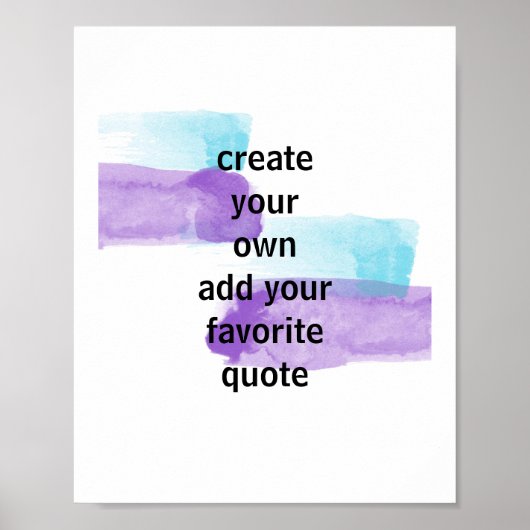 paarse en turquoise waterverf design add a quote poster (Voorkant)