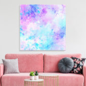 Paarse en Turquoise Waterverf Splashes Canvas Afdruk (Insitu (Woonkamer))