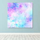 Paarse en Turquoise Waterverf Splashes Canvas Afdruk (Insitu (Houten vloer))