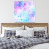 Paarse en Turquoise Waterverf Splashes Canvas Afdruk (Insitu (Slaapkamer))