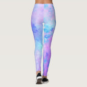 Paarse en Turquoise Waterverf Splashes Leggings (Achterkant)