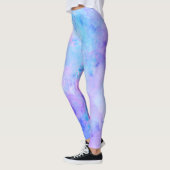 Paarse en Turquoise Waterverf Splashes Leggings (Links)