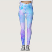 Paarse en Turquoise Waterverf Splashes Leggings (Voorkant)