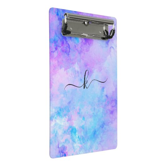 Paarse en Turquoise Waterverf Splashes Mini Klembord (Schuin)