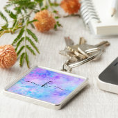 Paarse en Turquoise Waterverf Splashes Sleutelhanger (Zijkant)