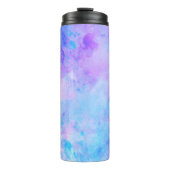 Paarse en Turquoise Waterverf Splashes Thermosbeker (Voorkant)