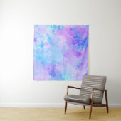 Paarse en Turquoise Waterverf Splashes Wandkleed (In Situ (horizontaal))