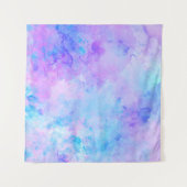 Paarse en Turquoise Waterverf Splashes Wandkleed (Voorkant)