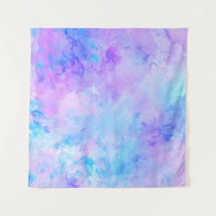 Paarse en Turquoise Waterverf Splashes Wandkleed