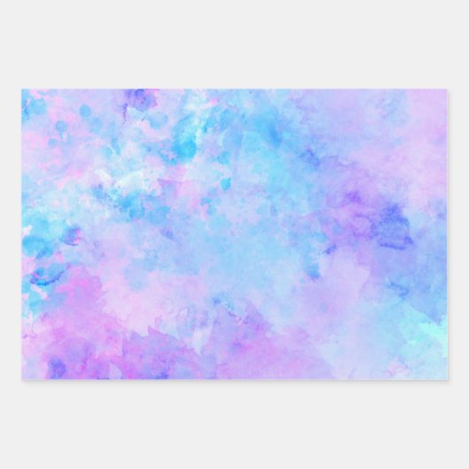 Paarse en Turquoise Waterverfspatten Inpakpapier Vel (Voorkant 2)