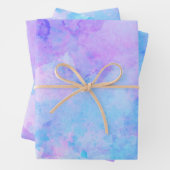 Paarse en Turquoise Waterverfspatten Inpakpapier Vel (In situ)